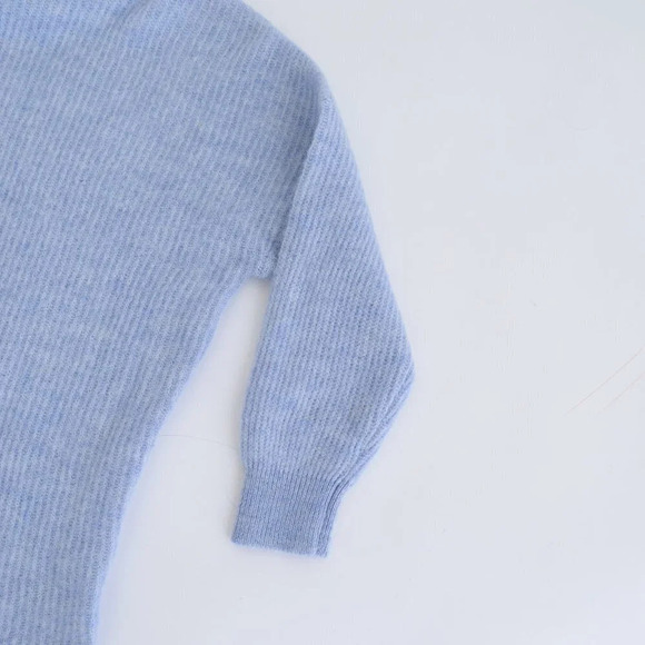 Selected Femme Light Blue  Mockneck Drop Shoulder 39% Wool Sweater XS - Picture 5 of 12